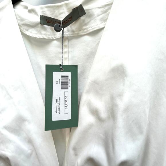 NWT Silvia Tcherassi Balloon Sleeve Poplin Midi Dress, White, Sz XS - Picture 9 of 10